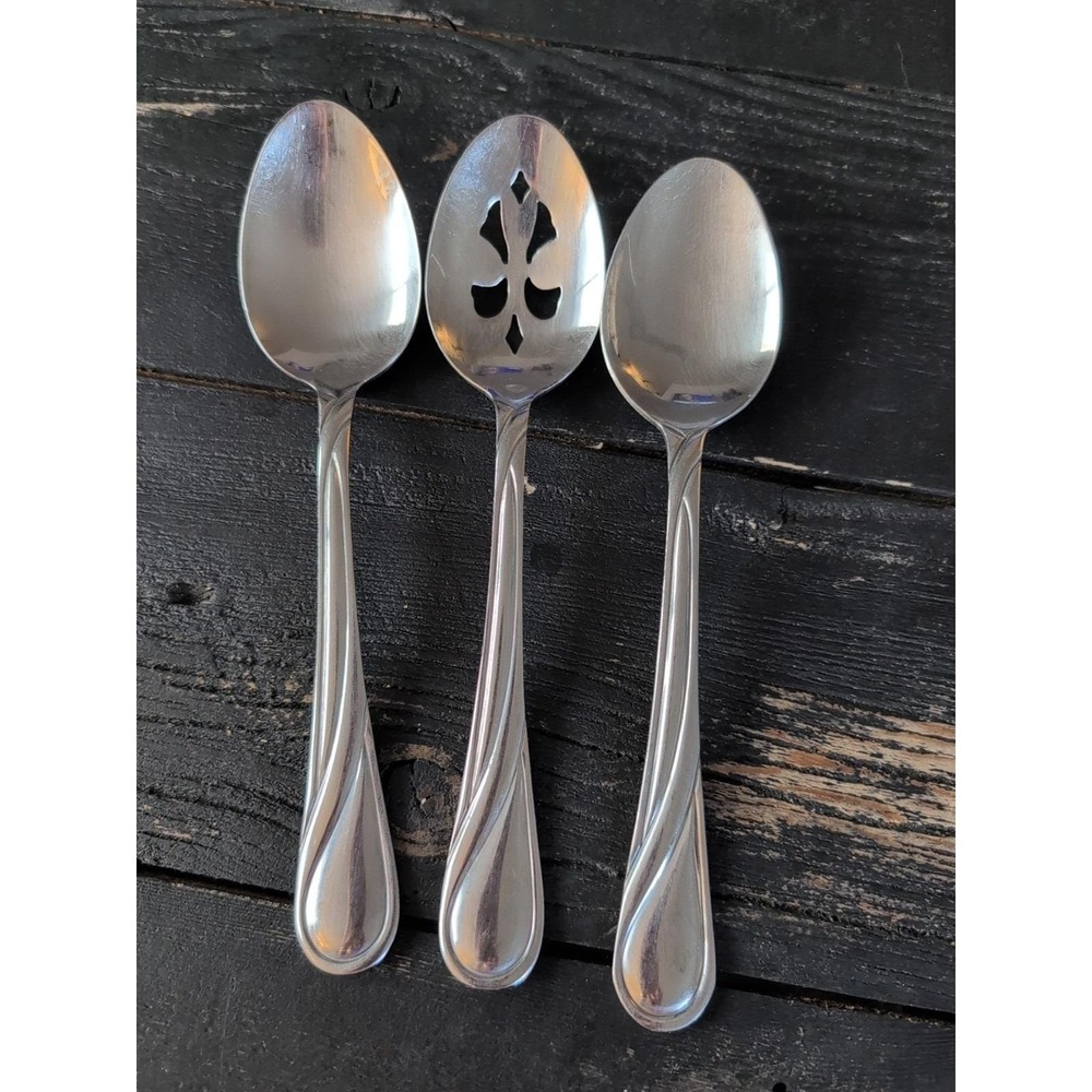 Pfaltzgraff GLENNBROOK Stainless Glossy Silverware Three Serving Spoons 3